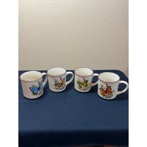 Vintage Viking Butterfly Mugs Cups Set Of 4